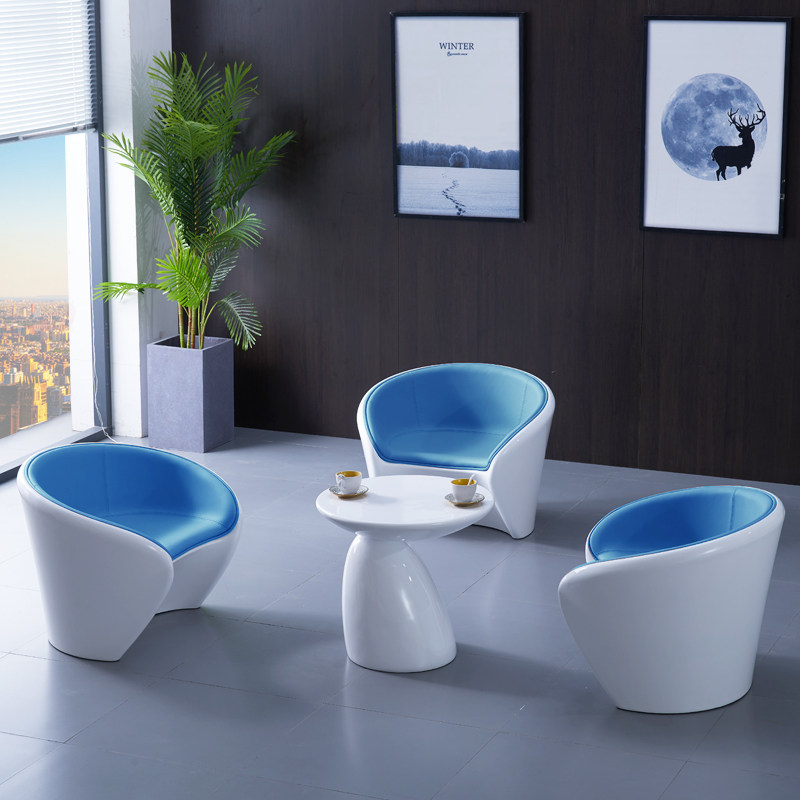 接待桌椅组合休息区酒店铺售楼部影楼会客沙发椅子洽谈椅圆形茶几