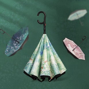 费乐德长柄反向伞自动双层雨伞加大加固加厚抗暴雨专用伞晴雨两用