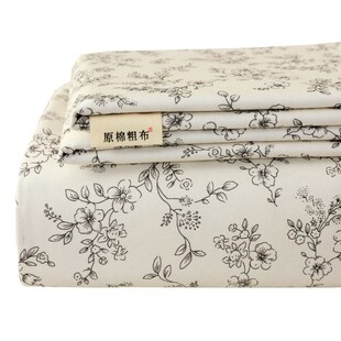 A类纯棉老粗布床笠罩新款100全棉亚麻宿舍床单人床垫保护罩三件套