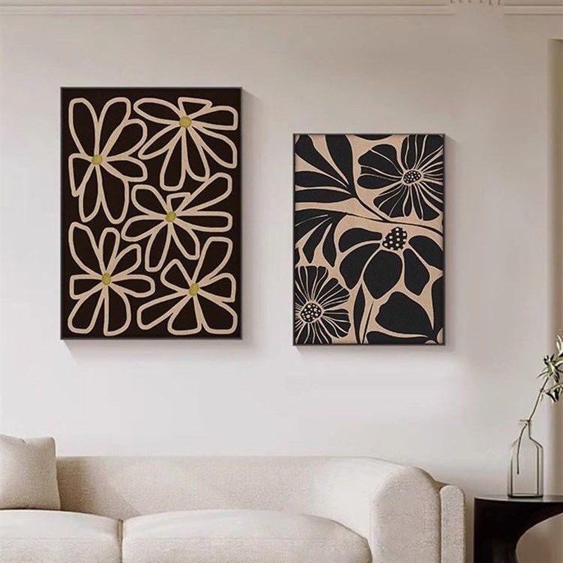 侘寂中古风客厅装饰画奶油抽象挂画餐厅玄关壁画植物装饰画摆台画,家居饰品,现代装饰画,淘宝优惠券,粉丝福利购,淘宝优惠卷