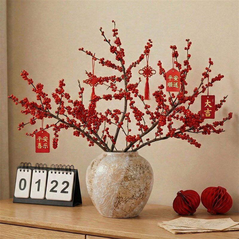 冬青花瓶复古新中式陶瓷摆件高级感客厅插花干花鲜花创意桌面装饰