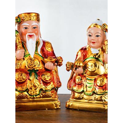 陶瓷土公土婆土公庙户外土地公公公婆神雕像土地公雕像装饰