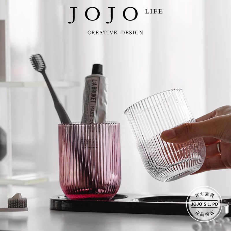 JOJOS L. PD.About.洗漱杯家用陶瓷黑托盘情侣玻璃刷牙杯丨约居