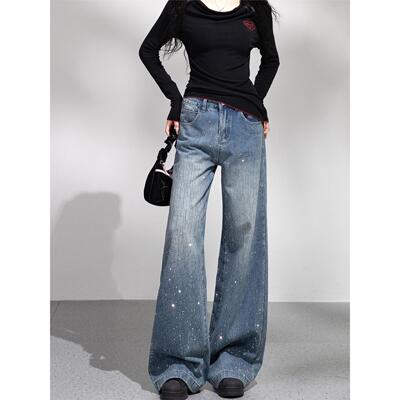 高腰覆古阔腿牛仔裤女202