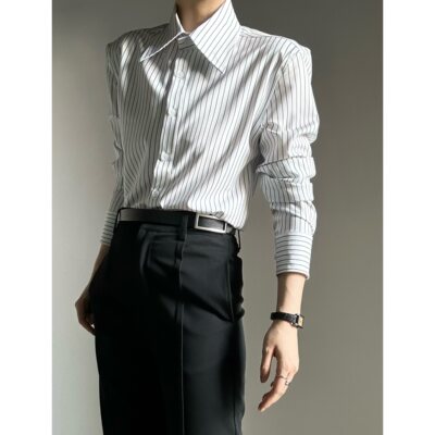 ASAE正肩款条纹白色衬衫