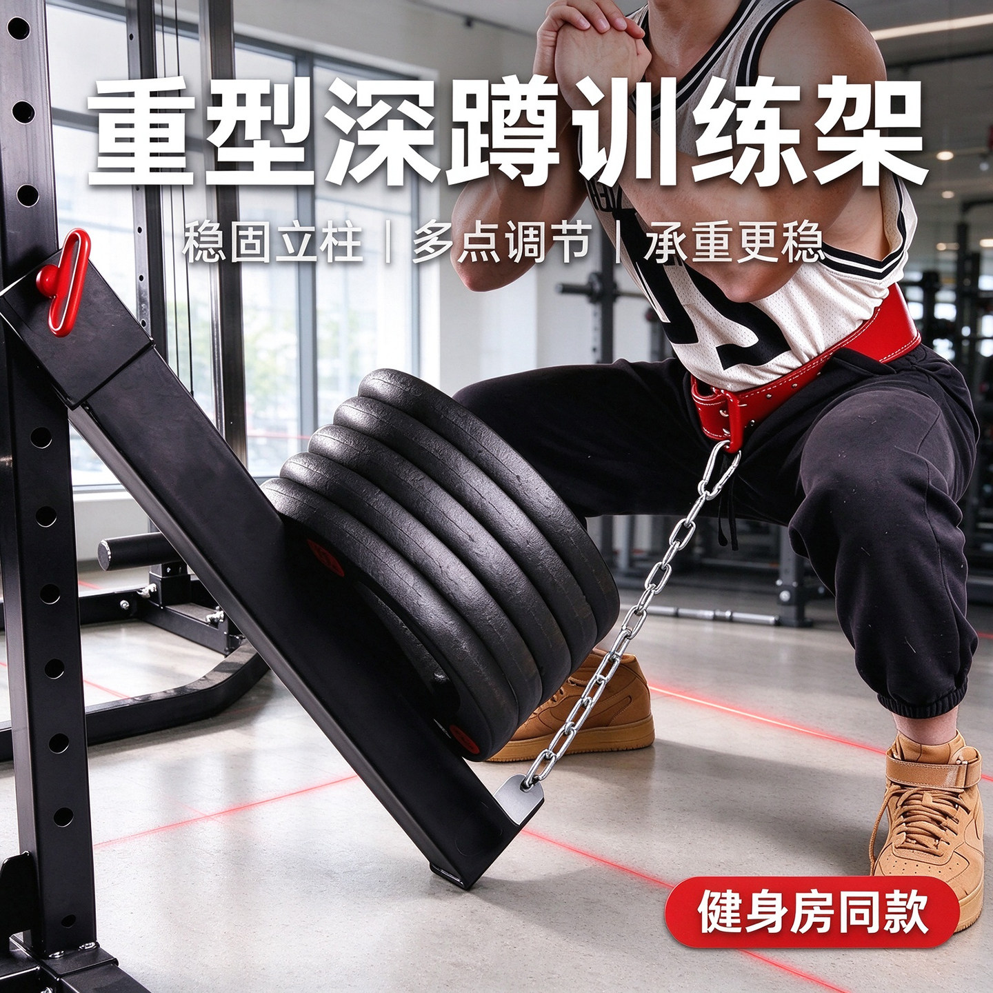 龙门架深蹲架配件可调节腰带深蹲附件单臂划船提臀腰部训练器家用