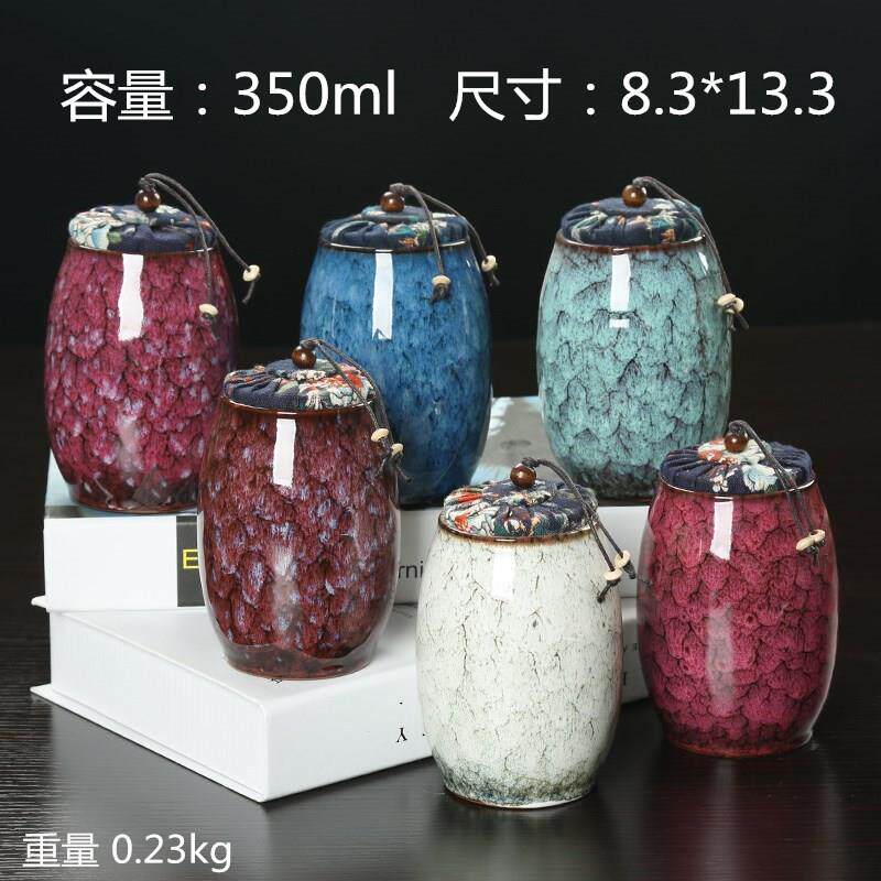 现货厨房储物罐药粉储藏密封罐窑变陶瓷家居礼品茶叶罐子11