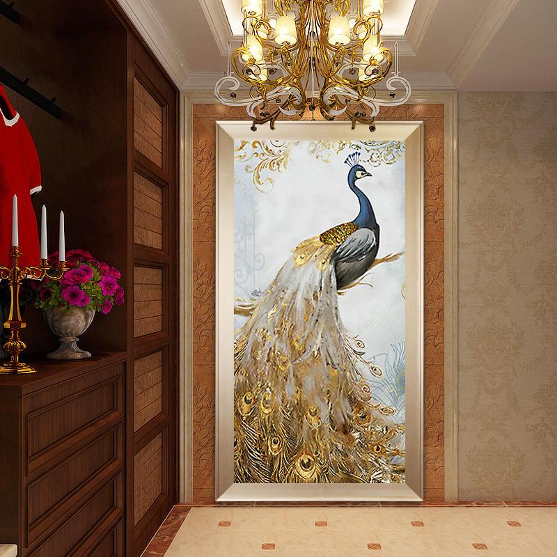 钻石画DIY满钻客厅孔雀贴钻十字绣走廊玄关卧室点钻砖石绣油画