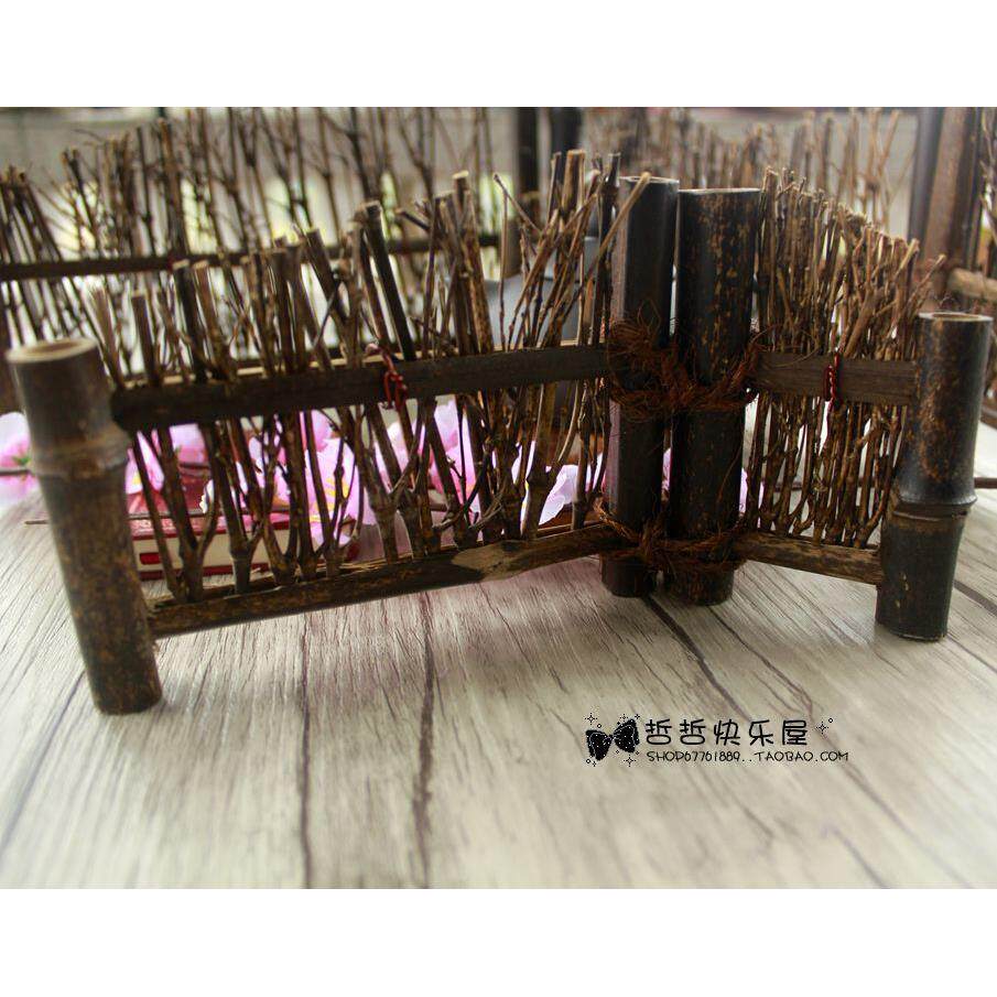复古竹制小篱笆屏风紫竹围栏竹栅栏三个尺寸可选拍摄道具