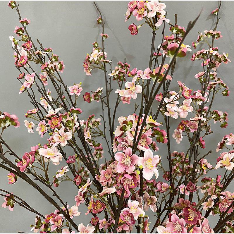 仿真梅花桃花樱花假花中式家居摆件长款假花红梅摄影道具