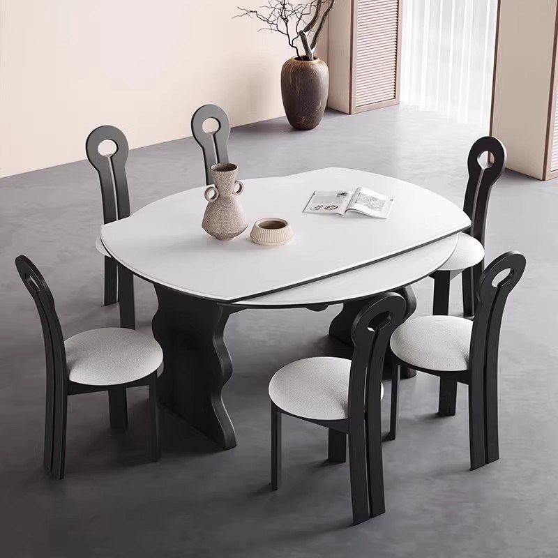 中古风实木折叠岩板餐桌可变圆桌伸缩2025新款现代简约家用小户型,住宅家具,岩板餐桌,淘宝优惠券,粉丝福利购,淘宝优惠卷