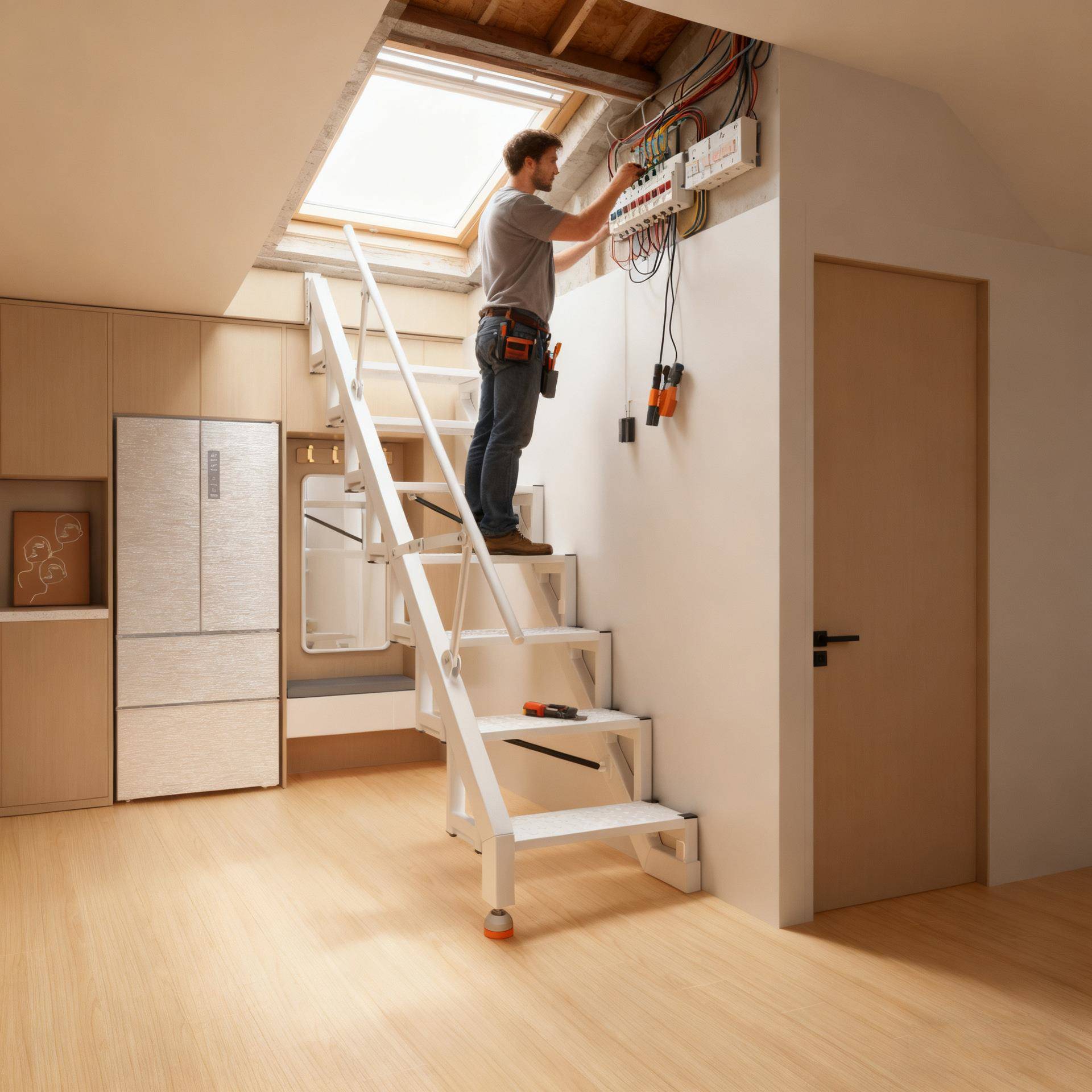 复式楼跃层室内小户型loft公寓家用户外铁楼梯侧边翻折梯子阁楼梯