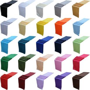 色丁桌旗婚礼婚庆宴会生日派对餐桌装饰品简约纯色桌旗