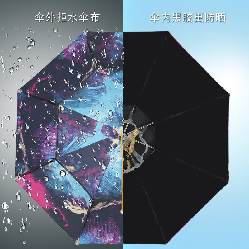新型头戴式钓鱼伞帽防晒遮阳防紫外线头顶帽子垂钓渔具用品户外伞