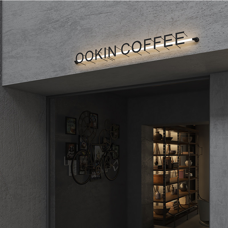 户外门头铁艺烤漆字服装咖啡店招牌悬空LED灯管背发光字logo定做,商业/办公家具,广告牌/标识牌,淘宝优惠券,粉丝福利购,淘宝优惠卷