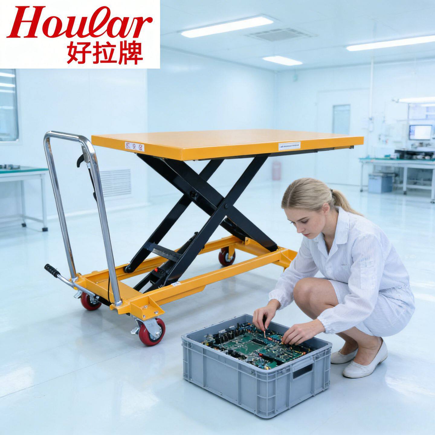 现货PTD500大台面1600x800手动液压升降平台车移动式升降手推车