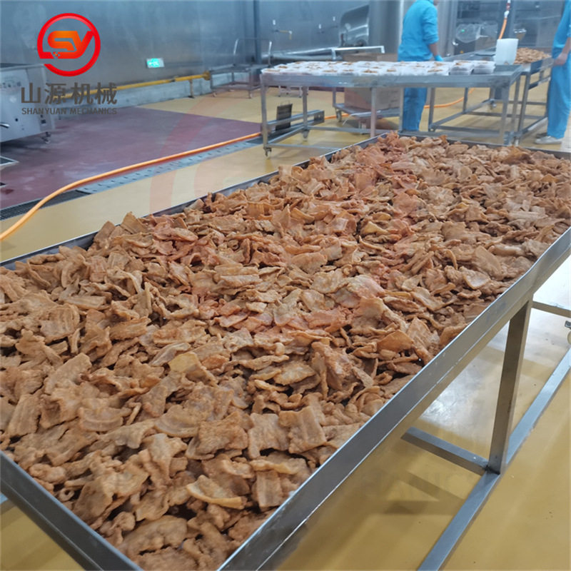 油炸香酥脂渣油炸机 里脊肉条油炸设备 全自动五花肉油炸机器