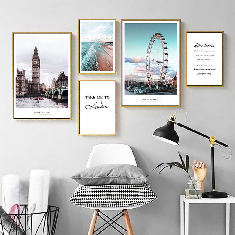 风景图片沙发背景墙装饰画组合客厅墙面装饰挂画套画装饰壁画北欧