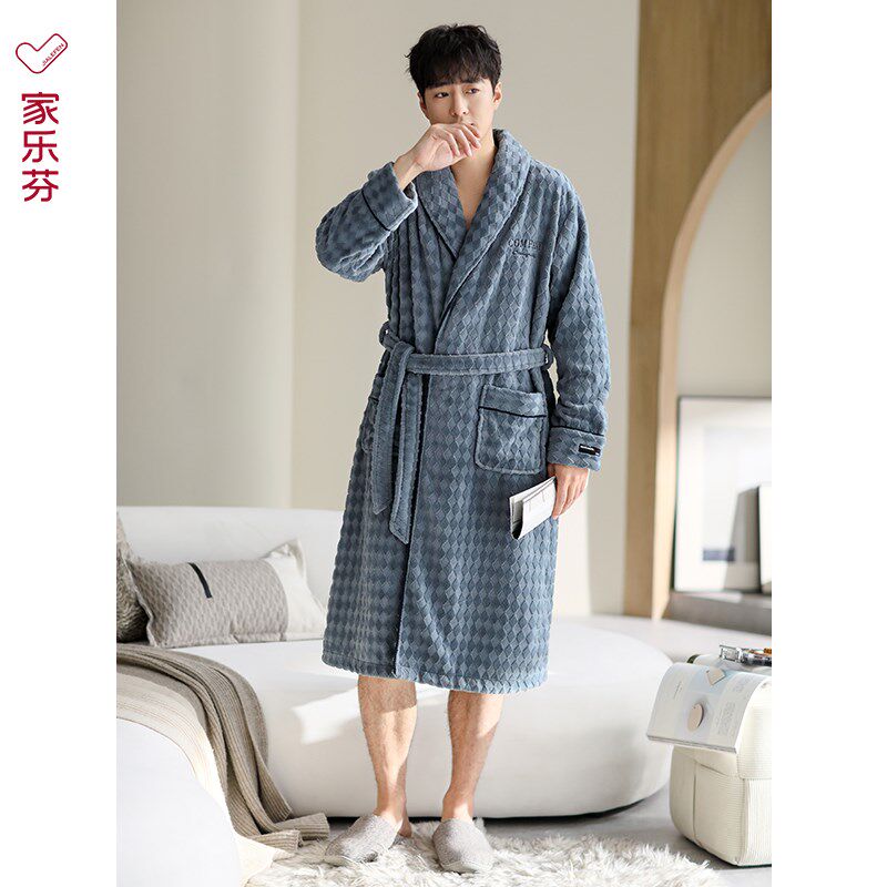【抗静电】睡衣男士睡袍男款秋冬款冬季珊瑚绒加厚加绒法兰绒浴袍