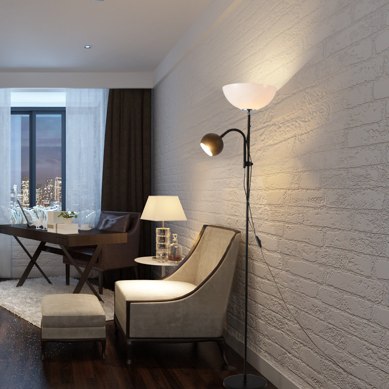 落地灯客厅茶几卧室护眼LED遥控立式台灯书房钢琴灯双头落地灯