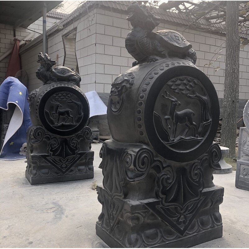 石雕门墩抱鼓石一对仿古青石石鼓大象门当石狮子庭院门口摆件镇宅