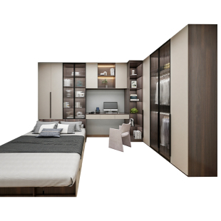 榻榻米床衣柜一体实木卧室客厅意式地台床多功能储物实木定制整体