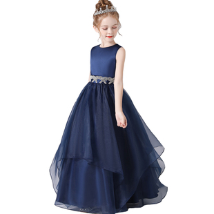 儿童长款古筝比赛公主裙少女大童小提琴演奏主持人钢琴演出晚礼服