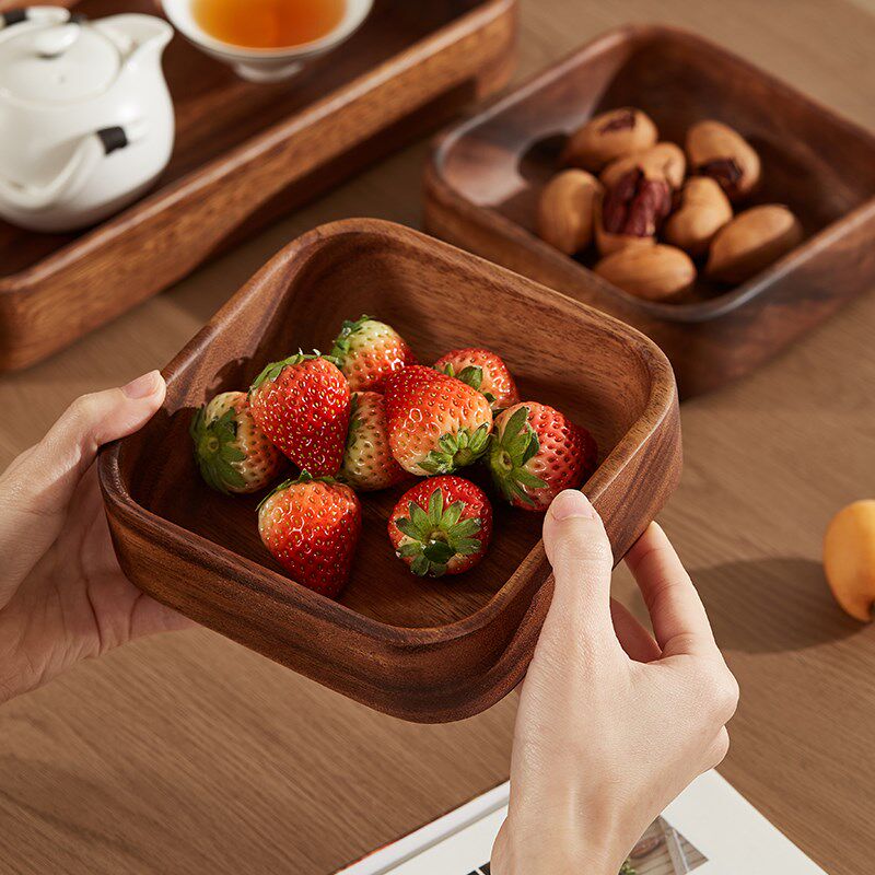 初心胡桃木木质干果盘点心盘托盘实木水果盘糕点坚果收纳盒木盘子