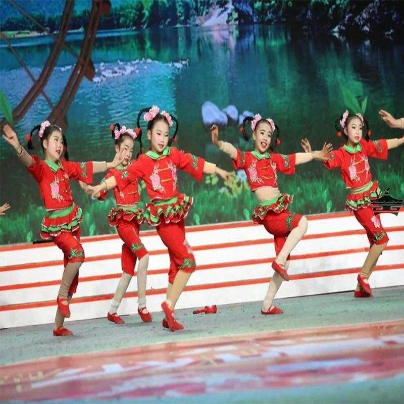 小荷风采小辫子甩三甩舞蹈演出服民族舞台服儿童喜庆秧歌服装少儿