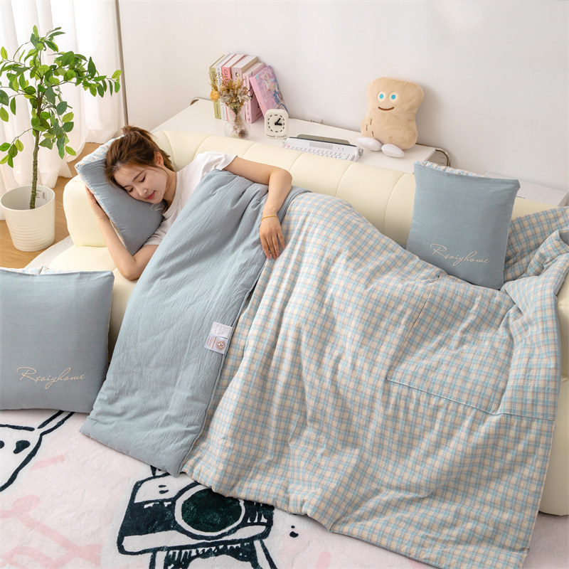 全棉抱枕被车用枕头被子两用午睡毯子二合一办公室午休毯车内靠垫