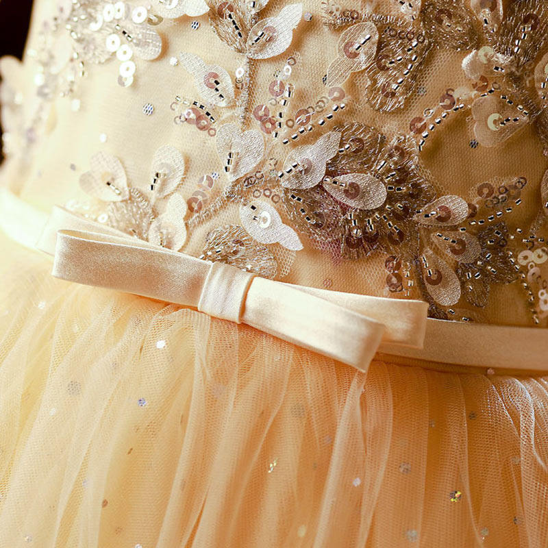 儿童礼服公主裙钢琴演出礼服女童小主持人春夏高端女孩演奏服婚纱