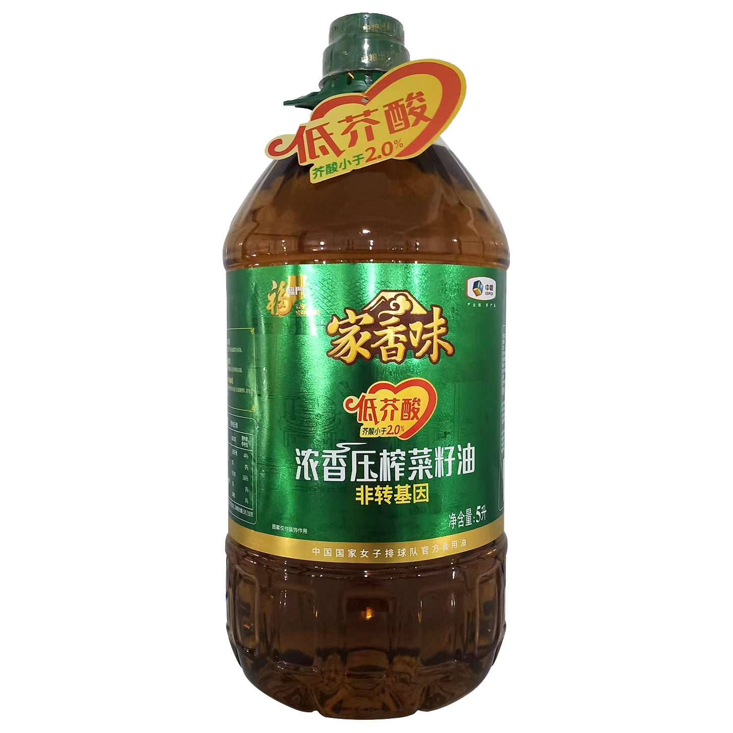 福临门家香味非转基因浓香压榨菜籽油5L四川食用油菜油