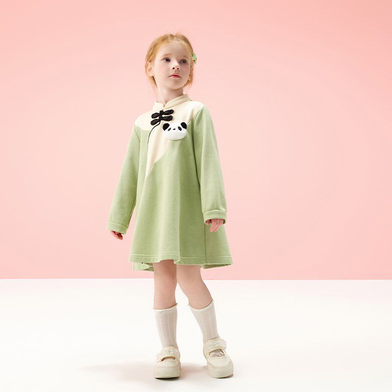 女童国风新中式改良旗袍连衣裙秋季2024新款女宝宝长袖公主裙童装