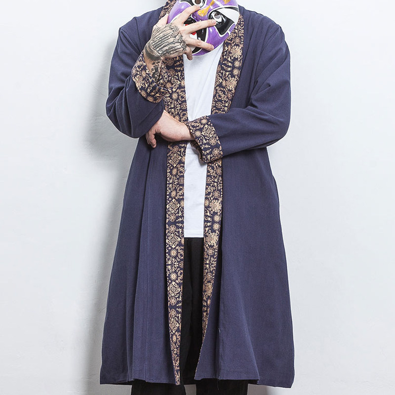 春冬浮世绘道袍中国风男装披风斗篷式古风男士中长款风衣外套汉服