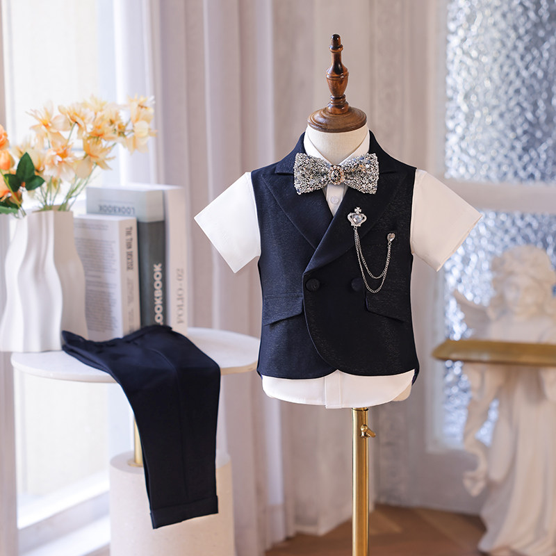 男童礼服秋季新款儿童花童宝宝周岁小西装主持人走秀西服套装英伦