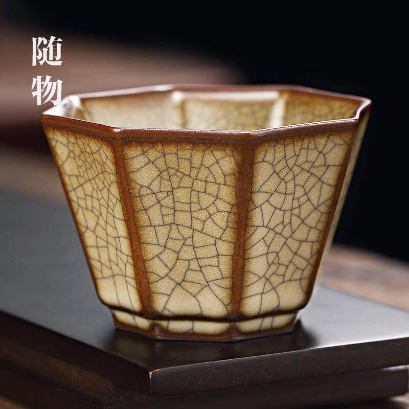 龙泉传世哥窑主人杯陶瓷茶杯品茗杯单杯个人专用青瓷冰裂高档茶盏
