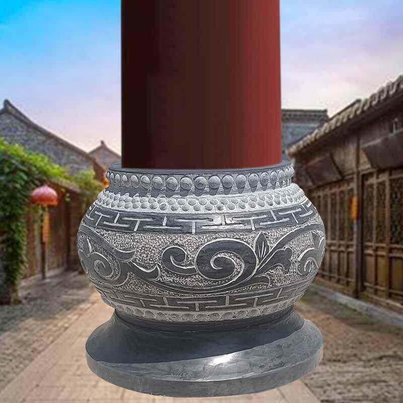 尺寸可定制石雕柱墩石柱顶石中式柱子固定底座包圆柱两半圆石柱墩