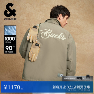 杰克琼斯户外运动NBA联名雄鹿队新男装冬春季羽绒服翻领宽松外套