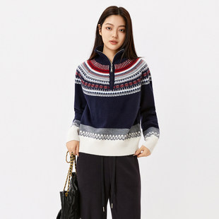 艾蜜丰毛衣针织衫女2026春季新款羊毛衫韩版显瘦百搭费尔岛外套女