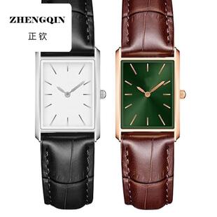 适用真皮手表带男女款方形手表牛皮表带代用浪琴卡西欧美度手表带