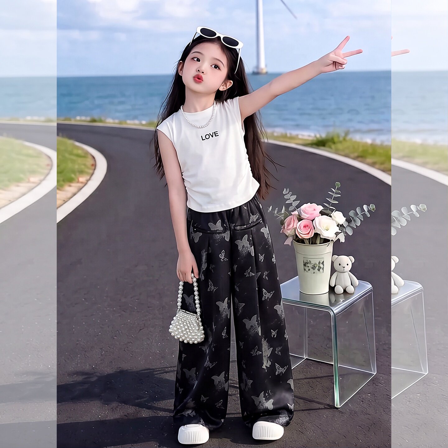 女童夏季套装儿童背心两件套2026