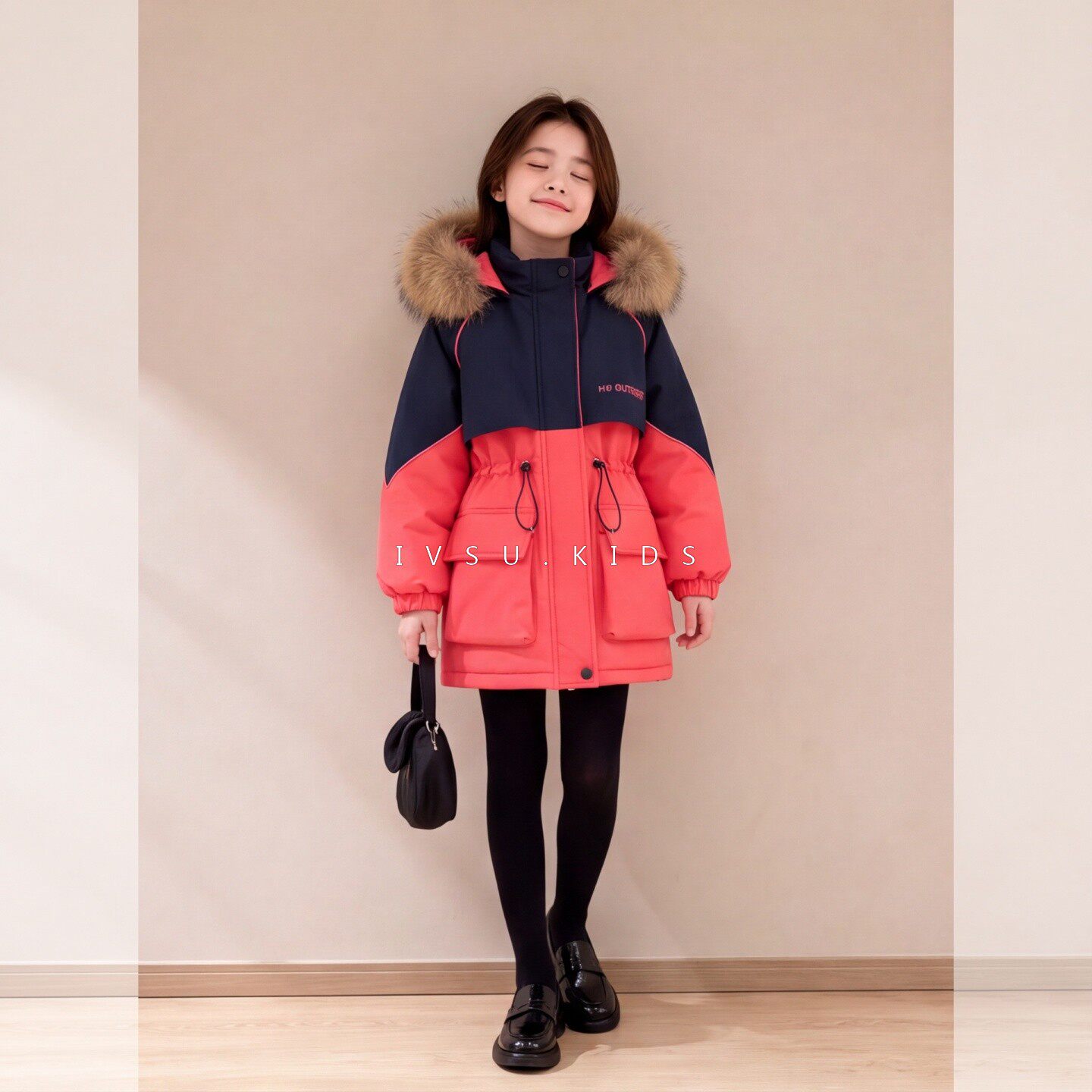 女童加厚冲锋衣秋冬款加绒派克服