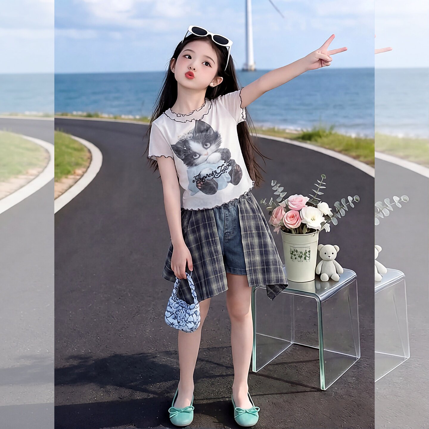 韩系甜美女童时髦套装2026夏季新