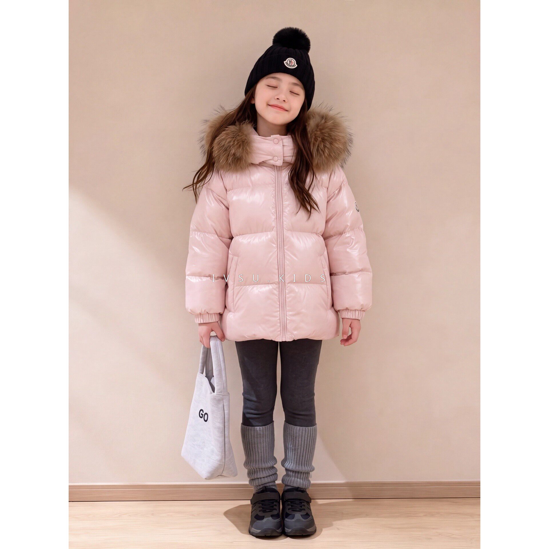 女童大毛领羽绒棉服2026冬季新款
