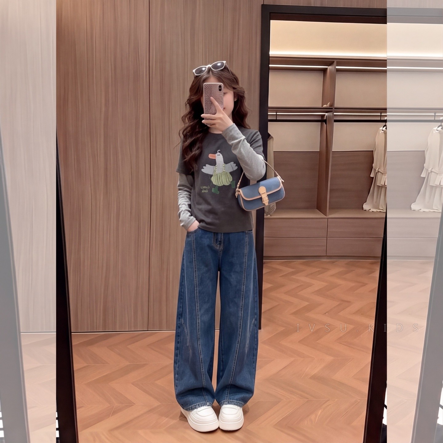 女童秋季洋气中大童韩系穿搭假两