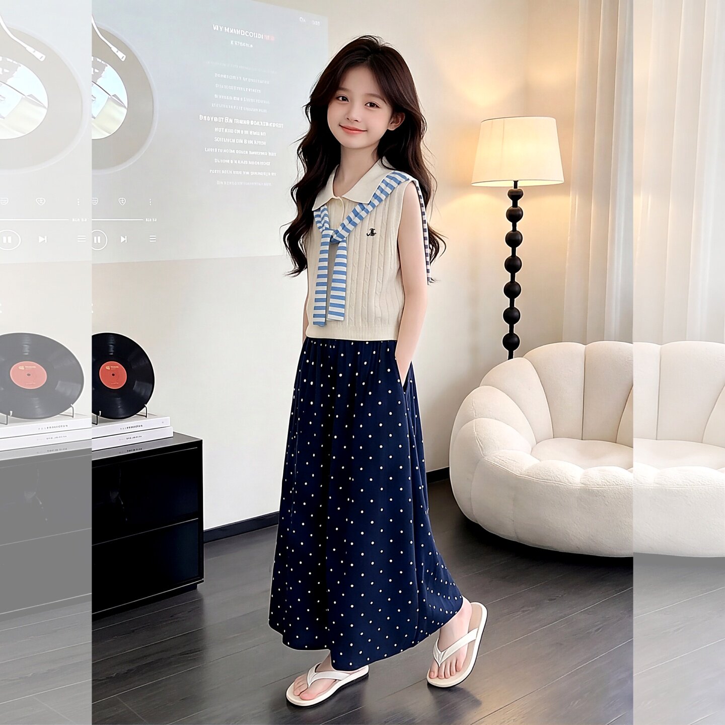 女童时尚夏季披肩无袖套装2026新