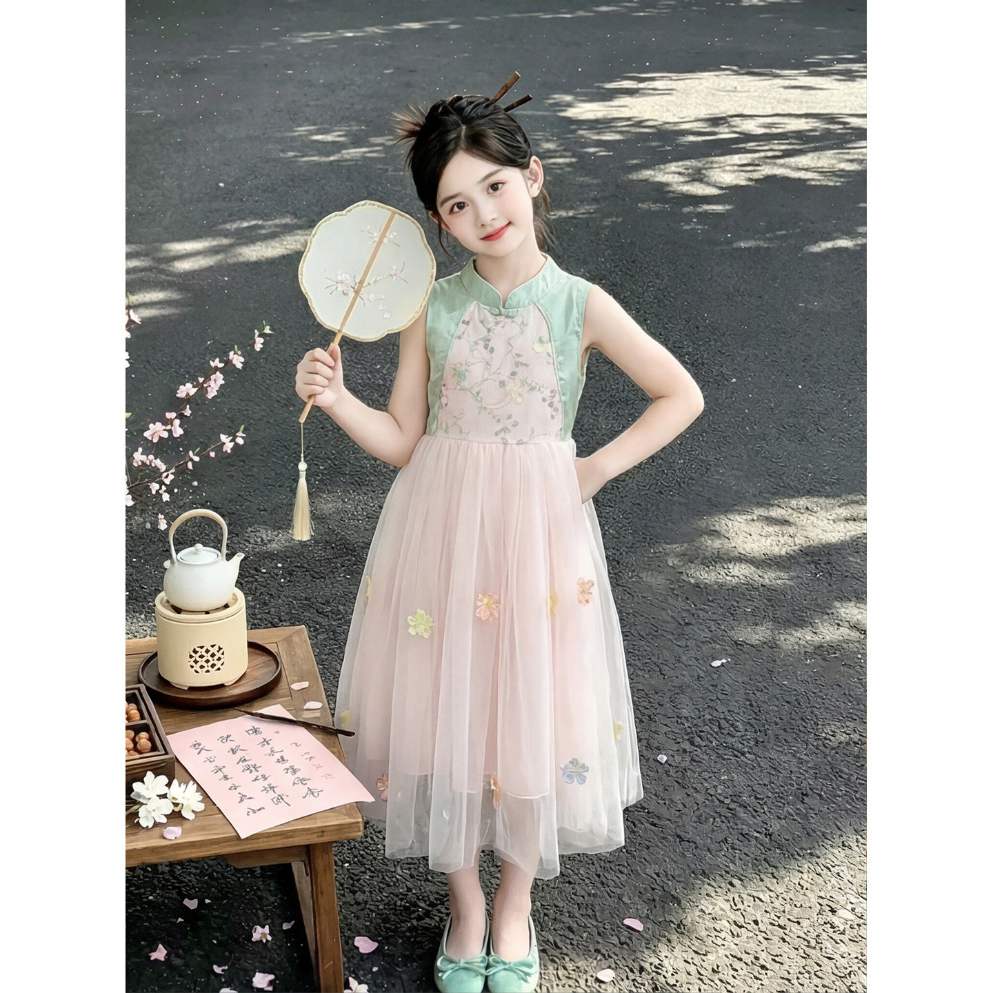 女童连衣裙夏季2026新款无袖立领