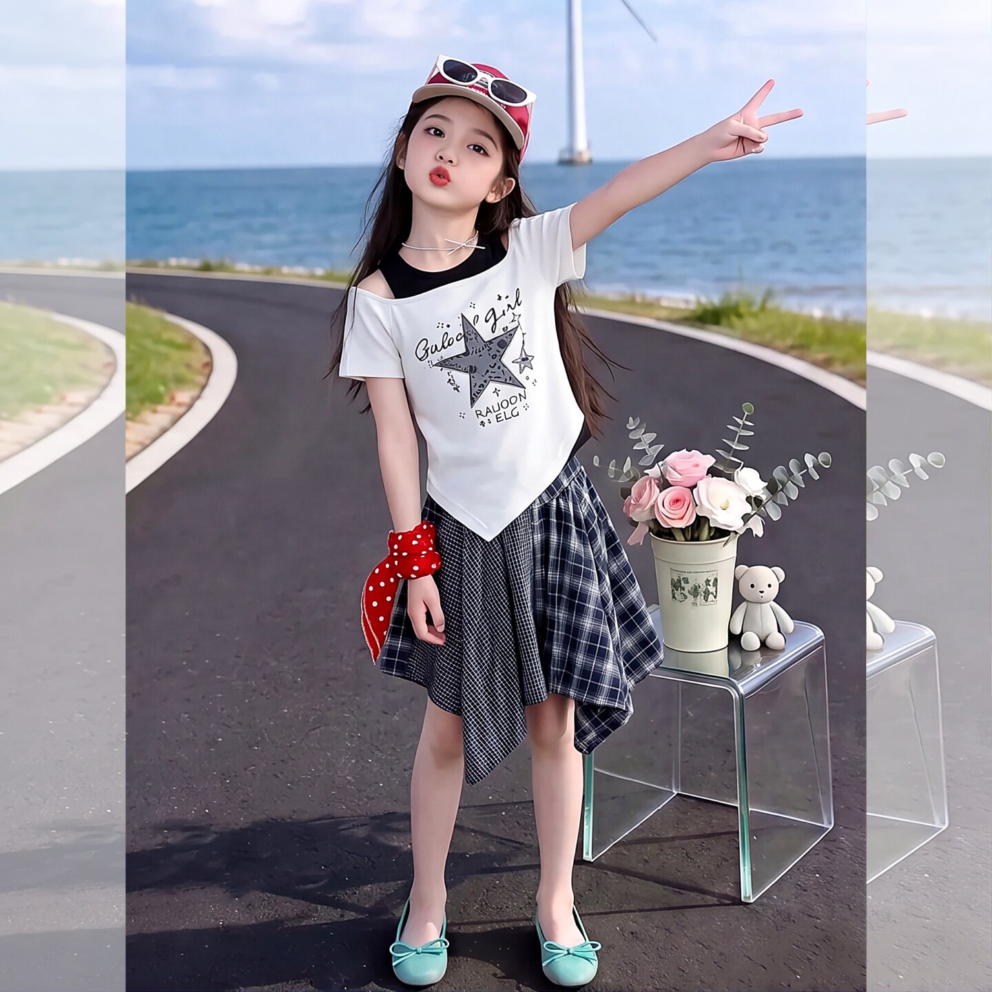女童套装夏季2026新款儿童洋气露