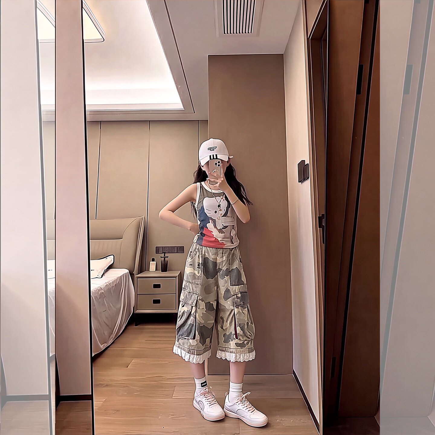 女童宽松迷彩中裤套装夏装2026新