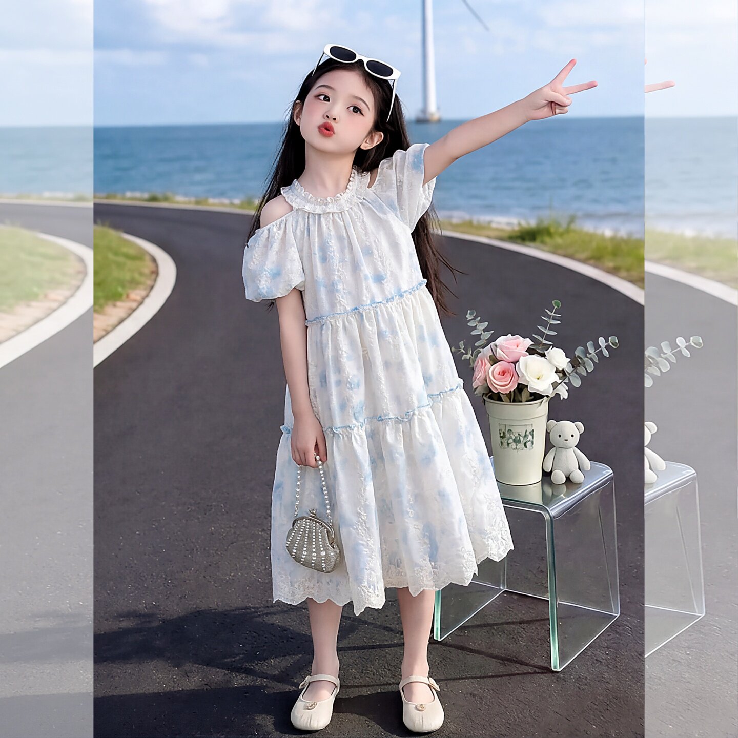 女童连衣裙夏季2026新款儿童露肩